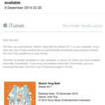 Email dari iTunes kalau Album Musim Yang Baik siap Download