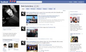 Mark Zuckerberg Facebook page old layout