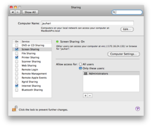 Mac OS XSystem Preferences - Internet Sharing