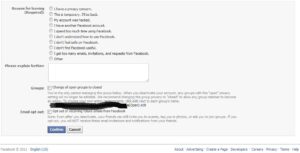Disable the Facebook account temporarily - 2