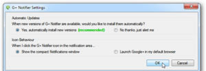 G+ Notifier settings