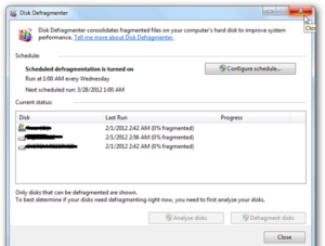 Disk Defragment Fragmented