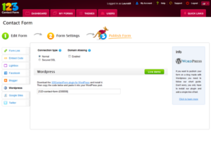 123ContactForm WordPress Setting