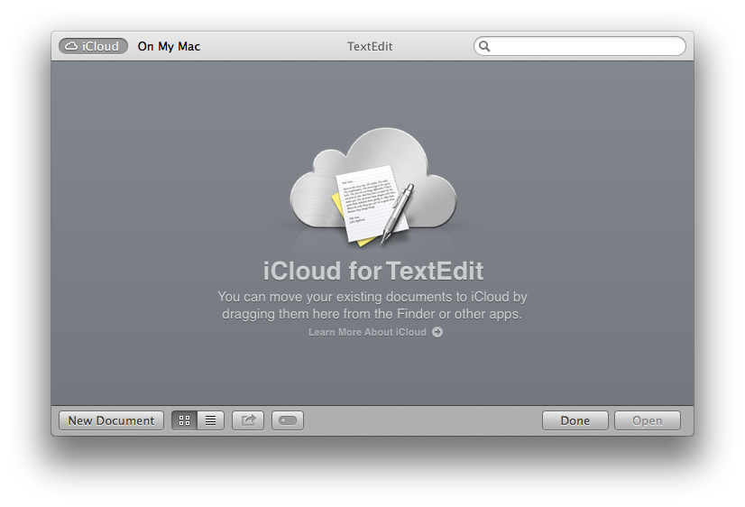 TextEdit for Mac OS X Mavericks support iCloud