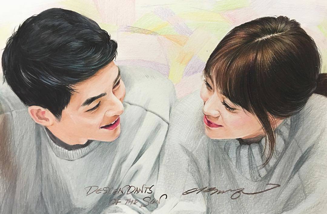 Pencil Art Song Joong Ki dan Song Hye Kyo HD