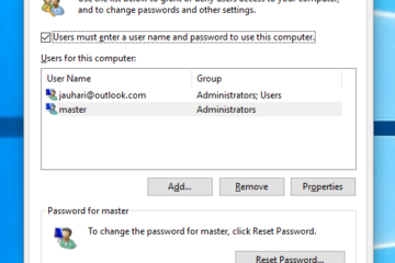 User Accounts Setting Windows 10