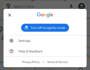 Mode Incognito Google Maps