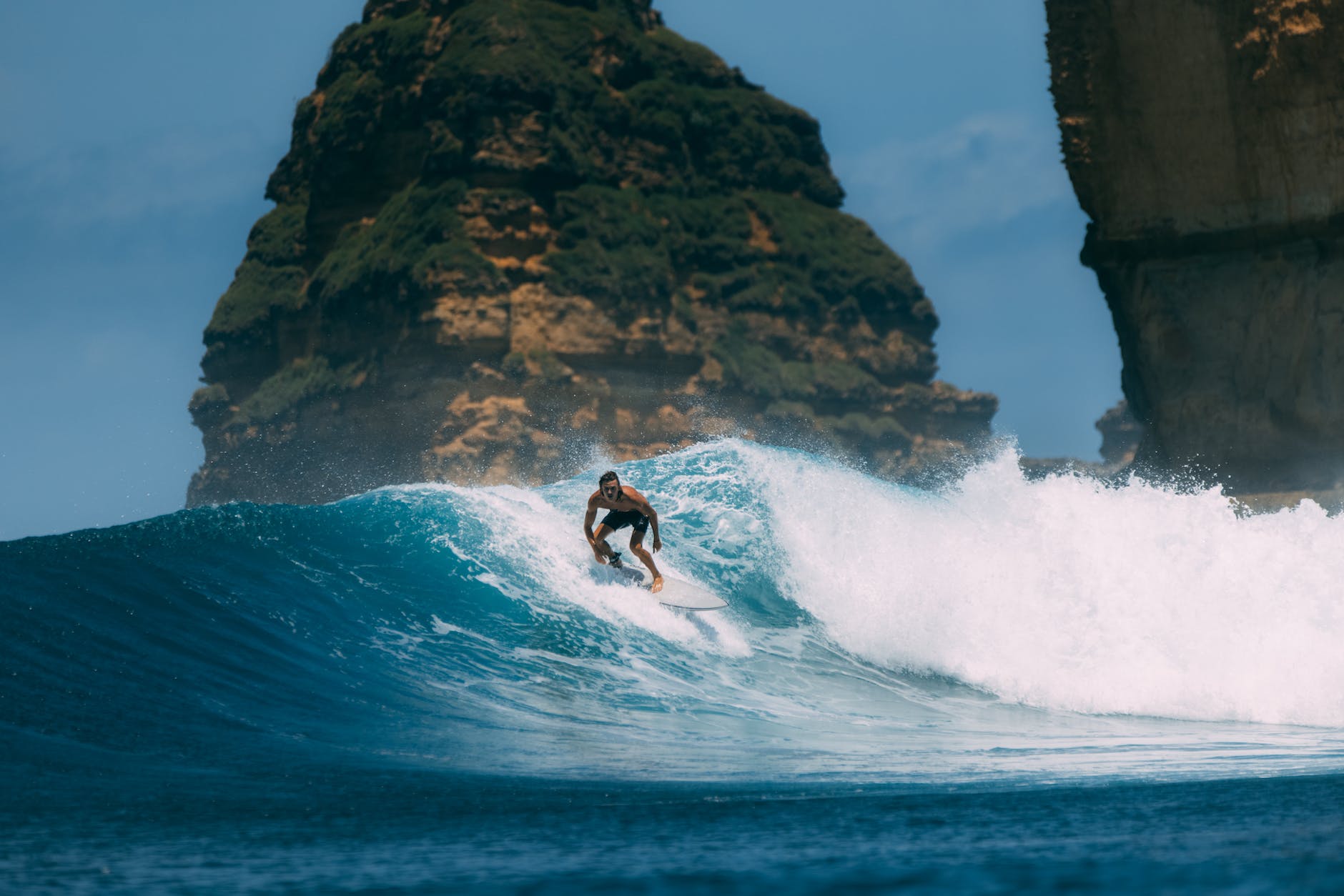 a surfer riding a wave