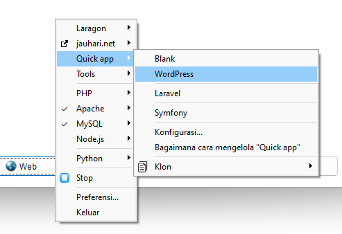Install Laragon Web Server di Windows 11 2 Quick App Laragon WordPress
