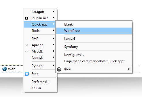 Quick App Laragon WordPress