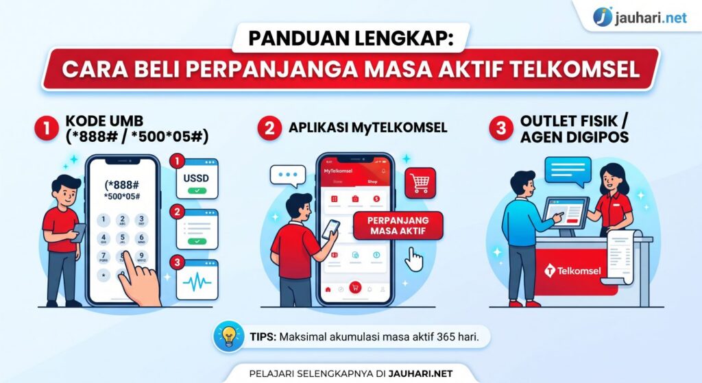 Inilah Cara Beli Perpanjangan Masa Aktif Telkomsel Tanpa Isi Pulsa